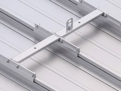 3D-Ansicht der Zambelli Absturzsicherung für RIB-ROOF Metalldach - sicheres Arbeiten auf Stehfalzsystemen